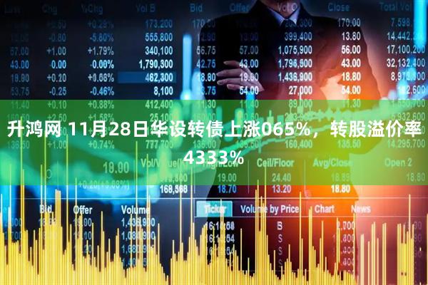 升鸿网 11月28日华设转债上涨065%，转股溢价率4333%